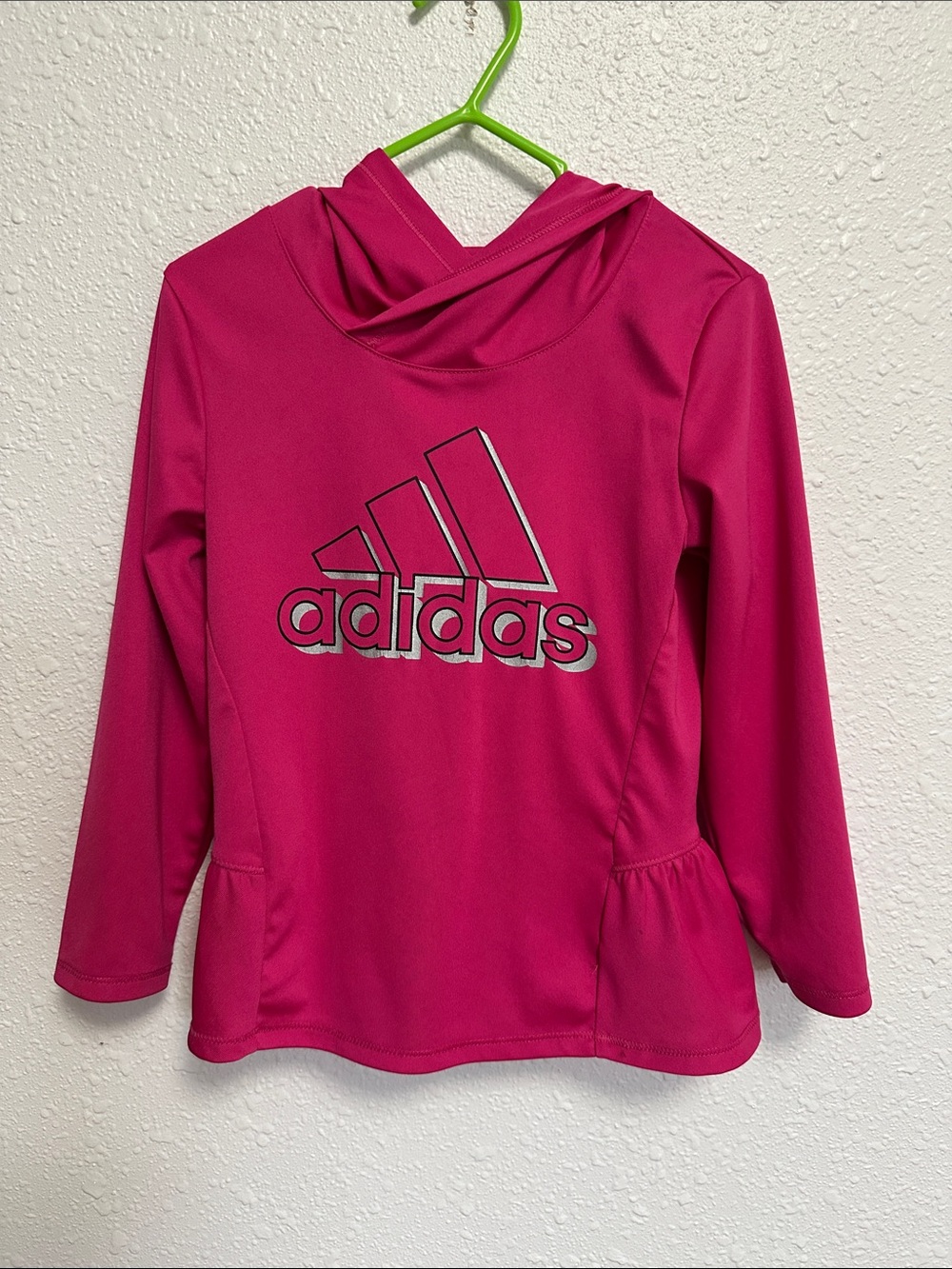 adidas Girls' Hot Pink Hooded Pullover Logo Top Size 3T